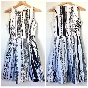 Palimodde Italy Sketch Print Fit Flare Dress XS